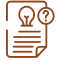 Document with lightbulb and gear symbols in a simple line art style.