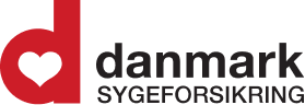 Logo of Danmark Sygeforsikring with a red heart inside the letter 'd'.
