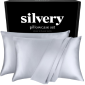 Silver pillowcase set with black packaging.