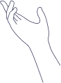 Line drawing of an outstretched hand.