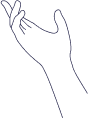 A simple line drawing of an upturned hand.