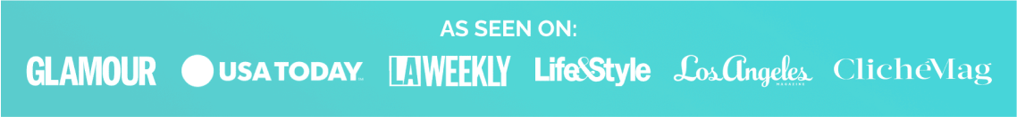 Logos of various media outlets on a turquoise background.