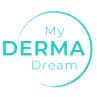 A teal logo for 'My Derma Dream' in a circular design.