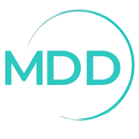 Logo with 'MDD' and a surrounding teal circle.