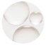 Close-up view of clear liquid droplets on a white surface.