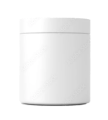 White cylindrical container with a screw lid.