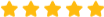 'Five yellow stars in a row on a white background.'