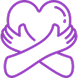Purple heart with two hands embracing it.