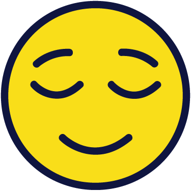Yellow smiling face with closed eyes and a content expression.