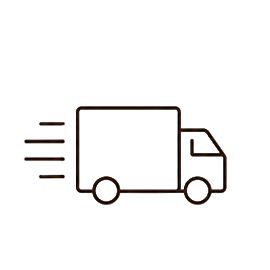 A simple line icon of a delivery truck moving to the right.