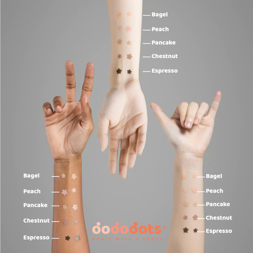 Three arms showing different skin tones with labeled star swatches.