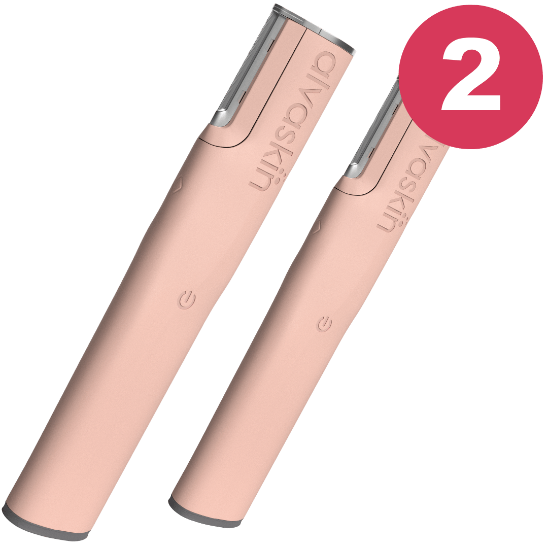 Two pink electronic devices with a power button and a red number 2 icon.