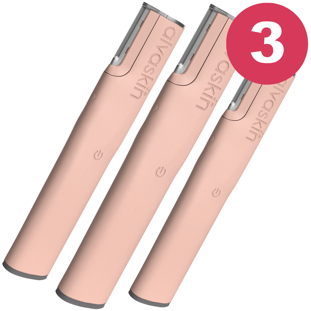 Three pink electronic devices with a power button symbol and a red circle with the number three.