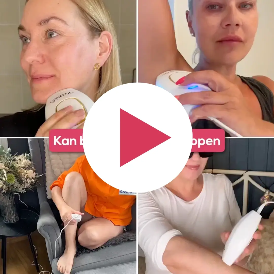 Collage of people using a handheld device on face, armpit, and leg.
