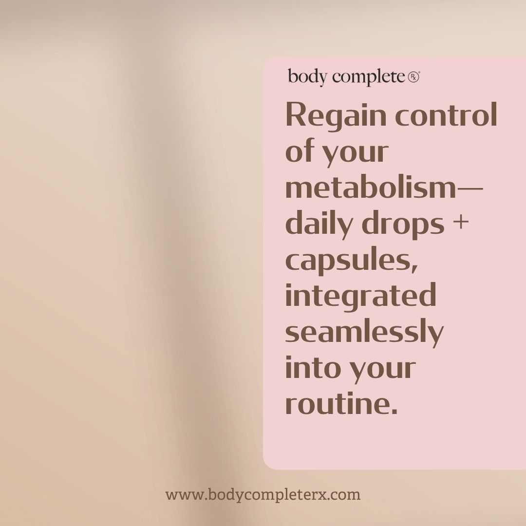 Text on pink background about metabolism management products.