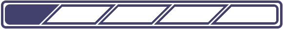 A stylized, segmented progress bar icon with the first of five sections filled in dark blue.