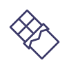 Simple line drawing of a chocolate bar with a bite taken out.