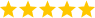 Five gold stars in a row on a white background.