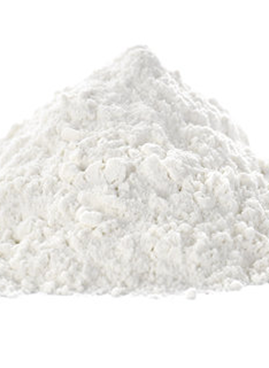 A pile of white powder on a white background.