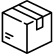 A black and white line drawing of a sealed cardboard box.