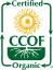 The CCOF Certified Organic logo, showing a yellow sun over a green bowl.