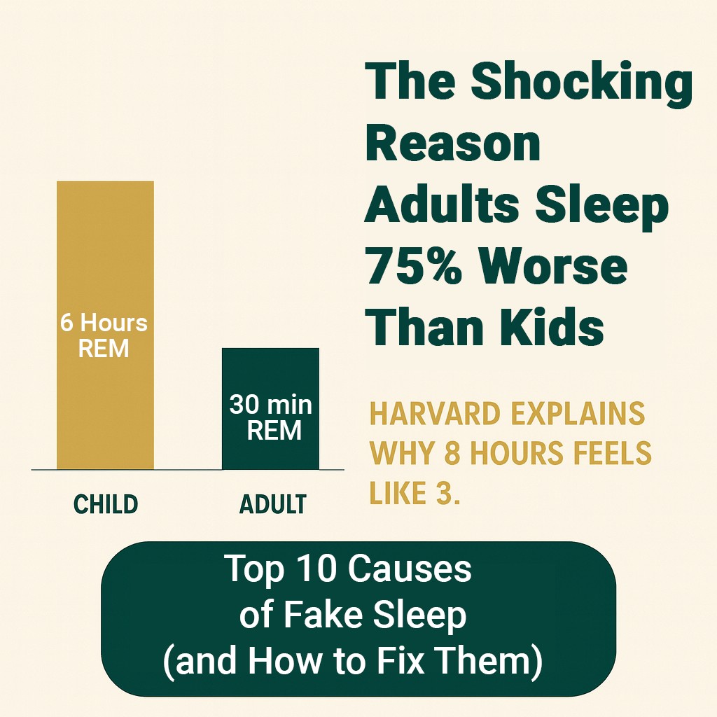 Chart comparing REM sleep in children and adults with text about sleep quality.