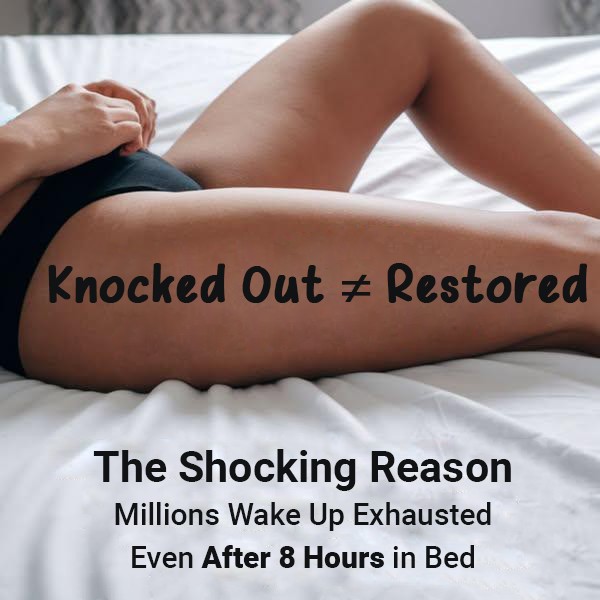Text on a leg: Knocked Out ≠ Restored, with an additional caption about exhaustion.