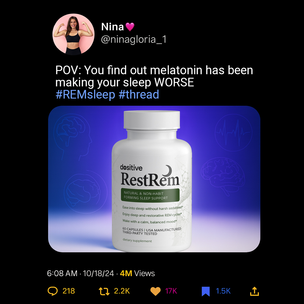 Twitter post about a sleep supplement bottle with text and engagement metrics.
