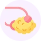 Illustration of a yellow sponge with a pink handle on a white background.