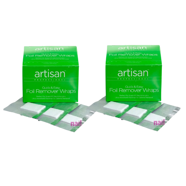 Two green boxes of foil remover wraps with foil sheets displayed.