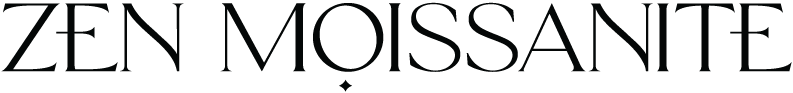 The Zen Moissanite logo in a black, elegant serif font with a small diamond underneath.