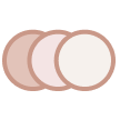 Three overlapping circle shapes in shades of brown and pink.