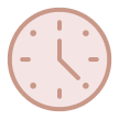 Simple icon of a wall clock with brown frame and hands.