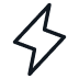 A simple, dark gray line icon of a lightning bolt.