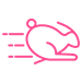 A pink, stylized, abstract shape resembling a heart or wings on a white background.