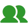 A green icon of two stylized people, one partially overlapping the other.