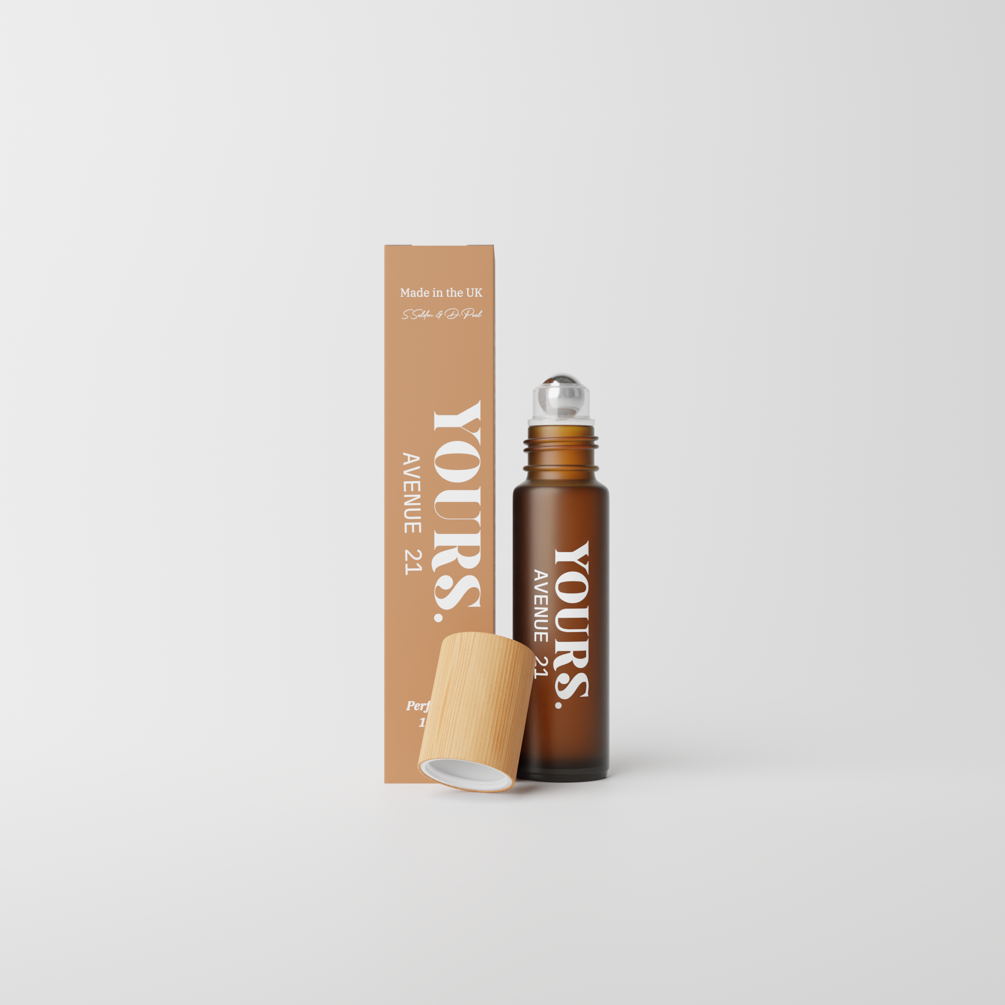 Brown roll-on bottle with packaging labeled 'YOURS. AVENUE 21'.