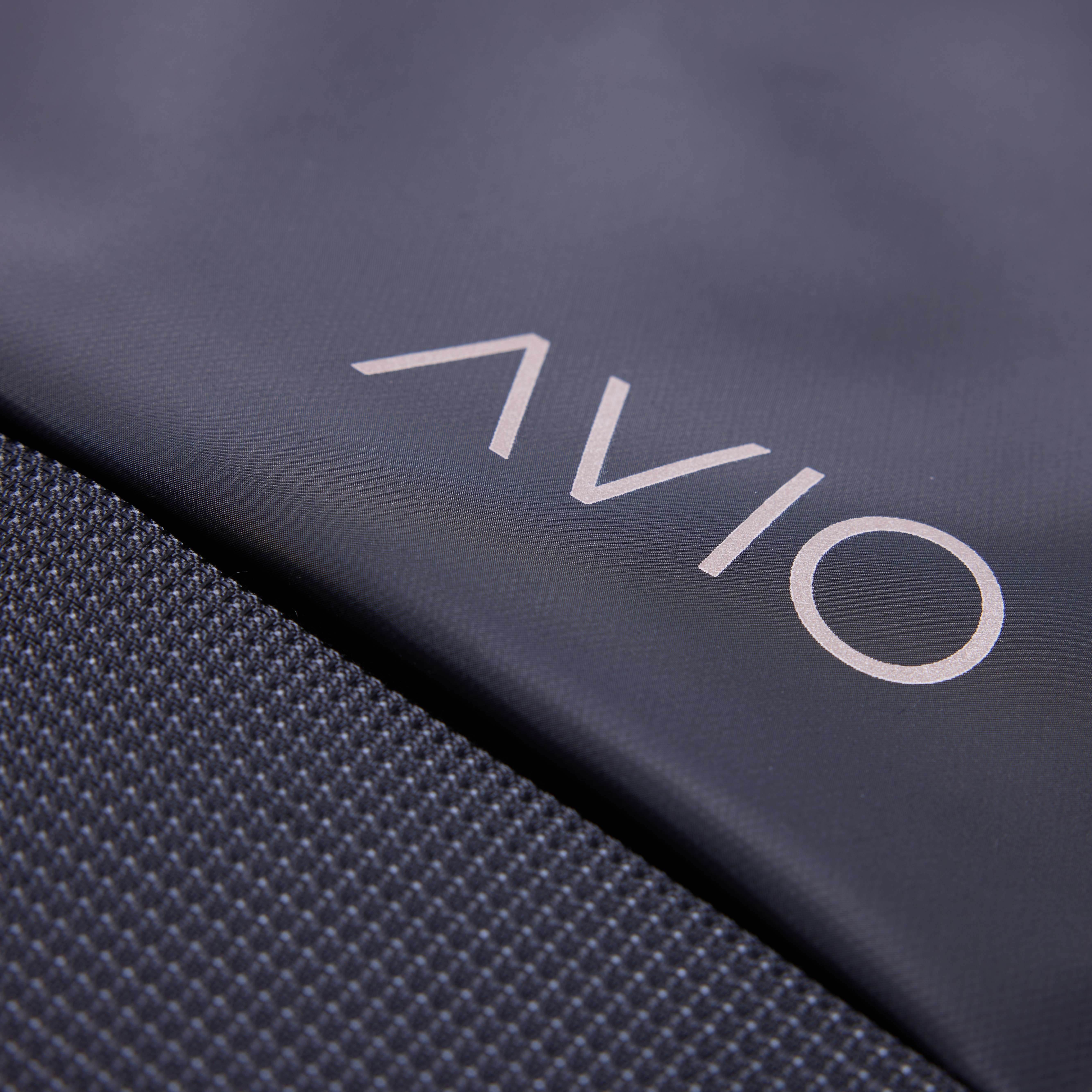 Close-up of a fabric with the word 'AVIO' printed on it.