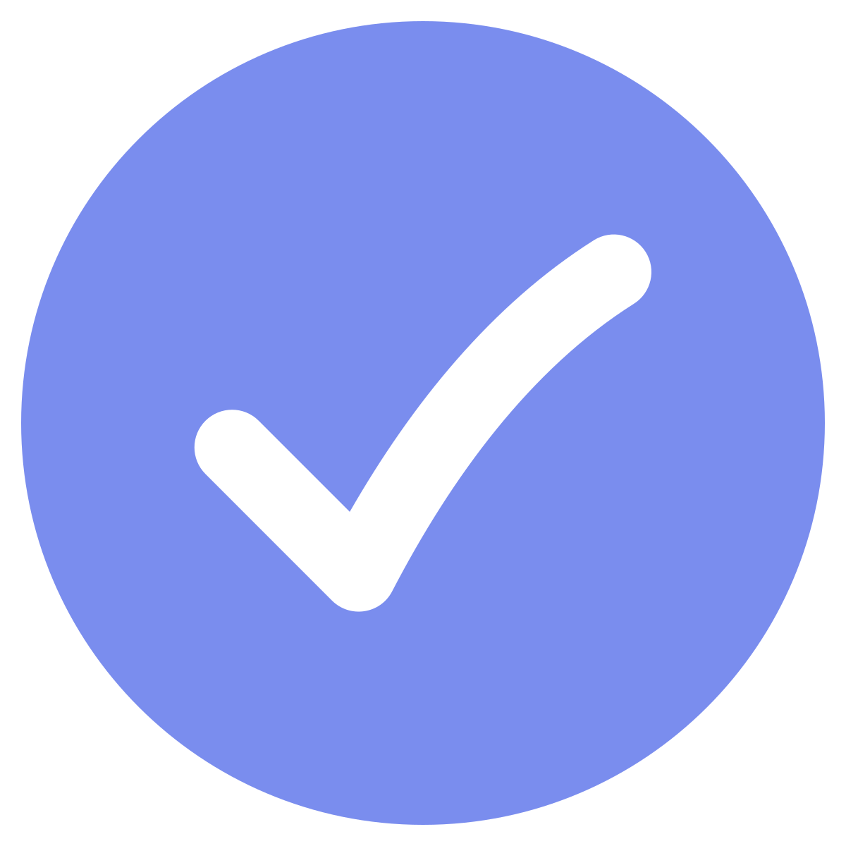 Blue circle with a black checkmark inside.