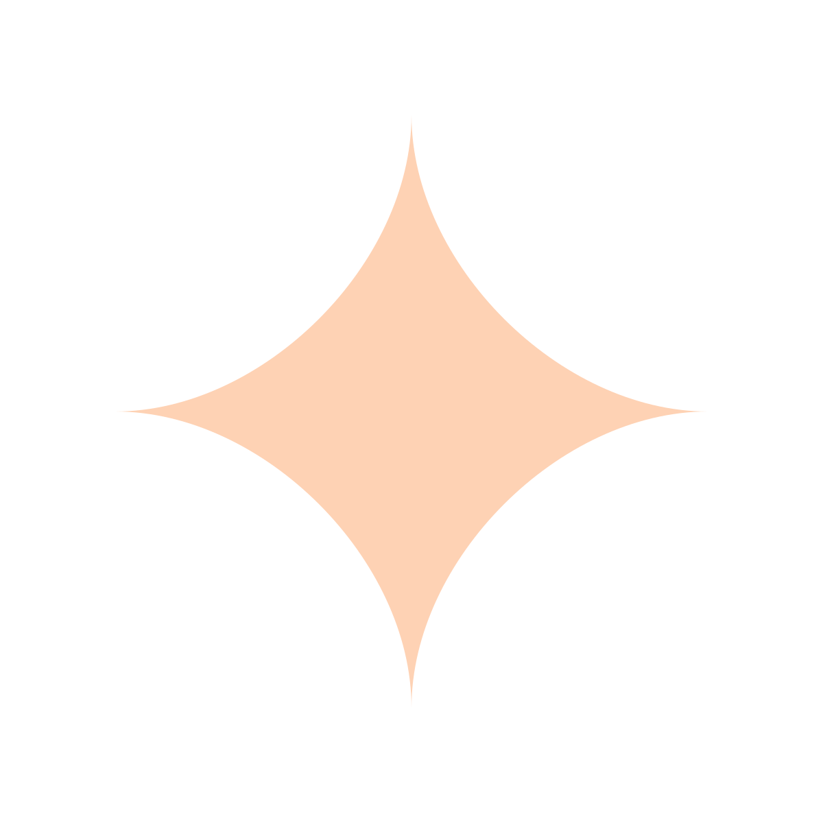 A peach-colored star shape on a black background.