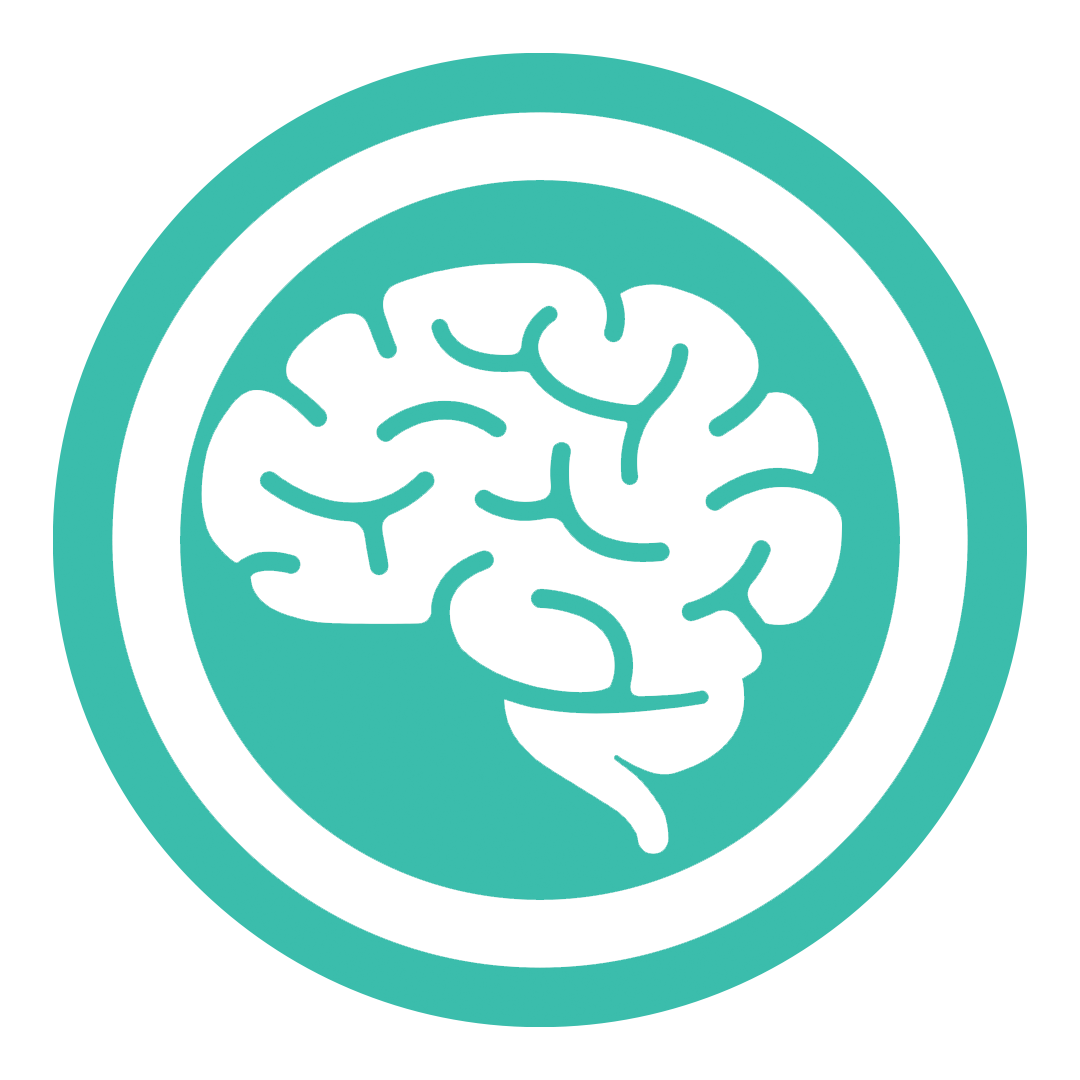 Illustration of a brain inside a teal circle.