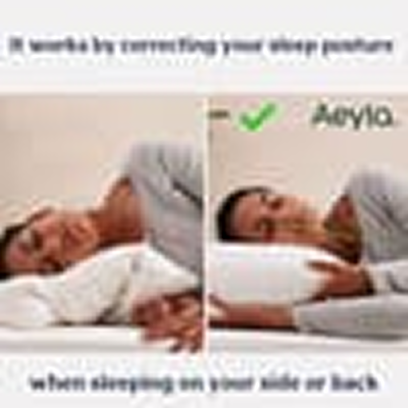 A split-screen image comparing sleeping posture with and without a supportive pillow, showing improved neck alignment.