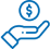 Blue icon of a database with a dollar sign.