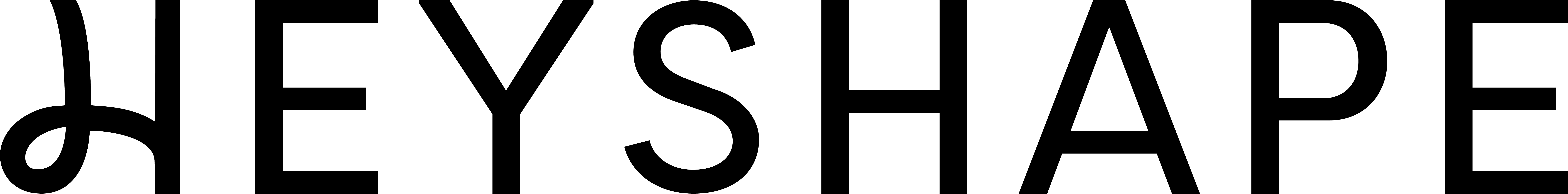 Black text logo with stylized 'HEYSHAPE' on a white background.