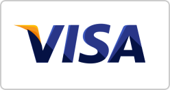 VISA logo with blue lettering and an orange accent on white background.