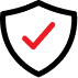 A red checkmark on a black background.