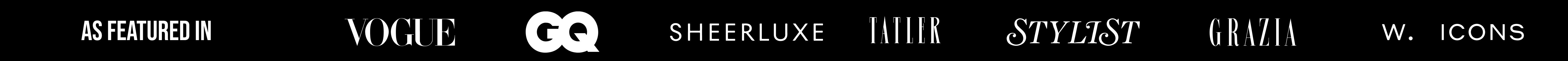 A black banner with the text 'As Featured In' followed by the logos of various publications.