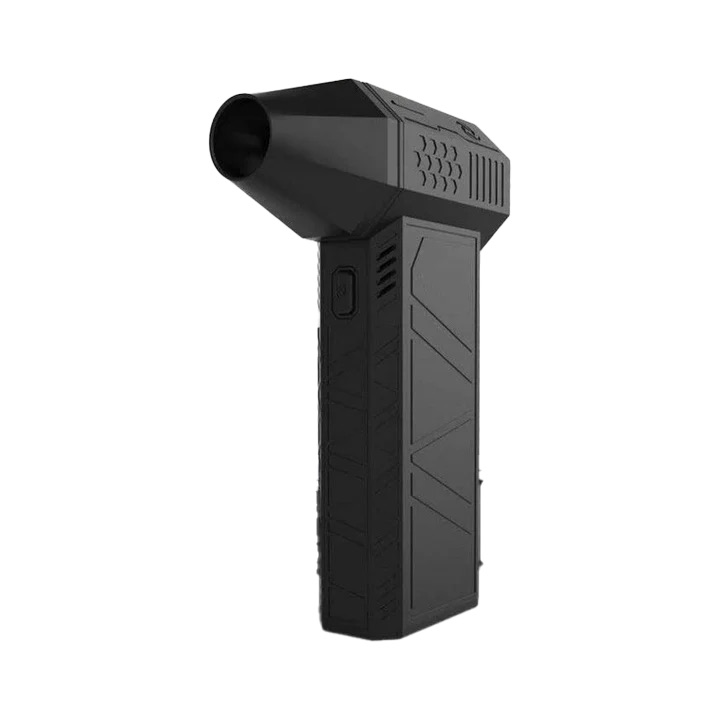 Black handheld device with a rectangular body and angled nozzle.