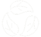 Three white leaves forming a circular pattern on a black background.