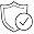 Black and white icon of a cog and handshake.
